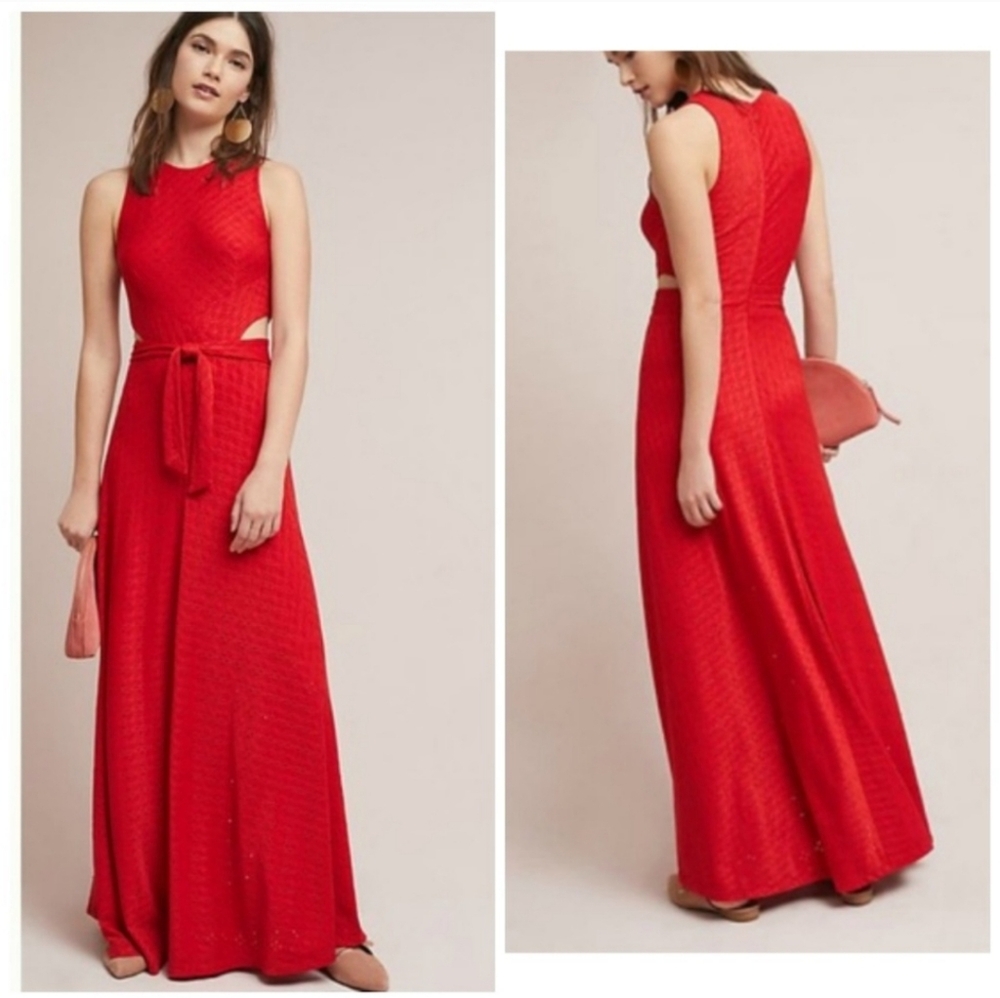 Anthropologie Hutch Red Eyelet Cutout Dress